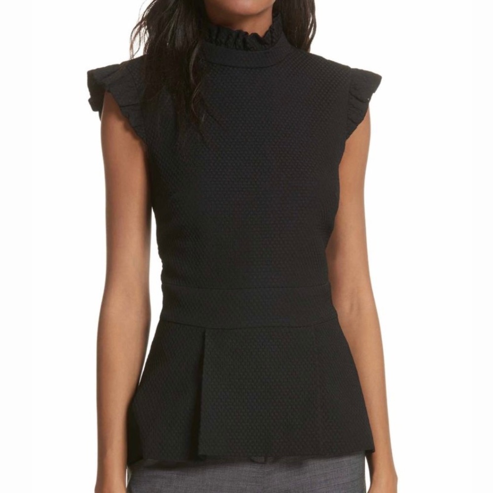 Black Top - Ted Baker London Ruffle neck peplum top
